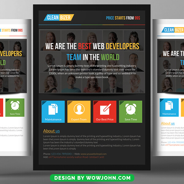 Free Web Designing Course Psd Flyer Template