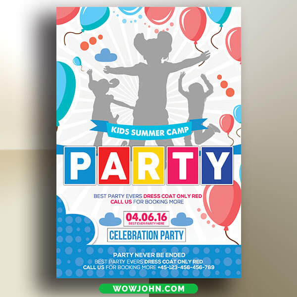 Free Kids Summer Camp Party Flyer Psd Template