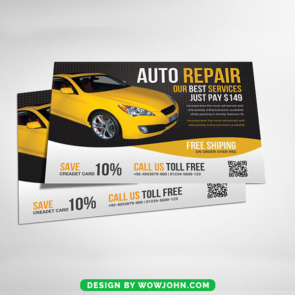 Free Auto Repair Workshop Psd Postcard Template