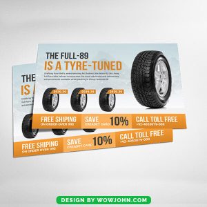 Free Tyre Rims Wheels Shop Psd Postcard Template