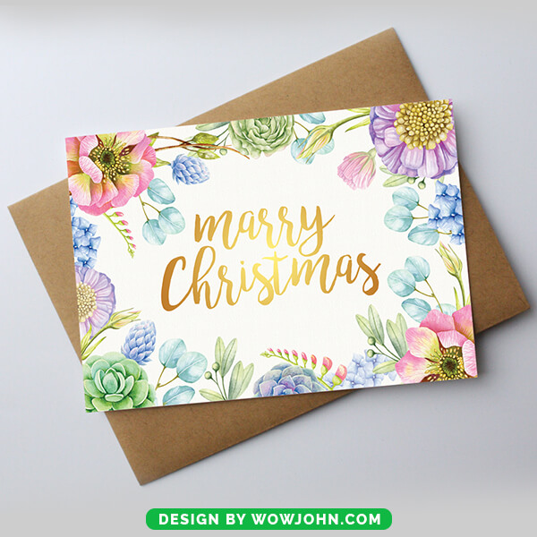 Minimalist Watercolor Photo Holiday Card Template