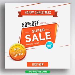 Christmas Holiday Sale Discount Banner Psd Template