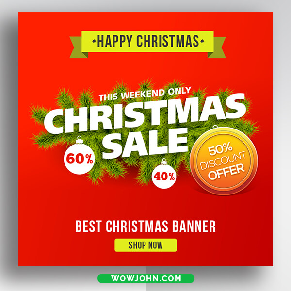 Christmas Discount Banner Psd Template