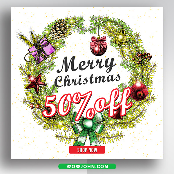 Winter Christmas Sale Discount Banner Psd Template