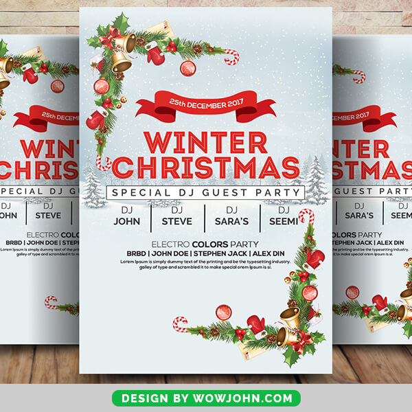 Red Christmas Party Poster Flyer Free Vector