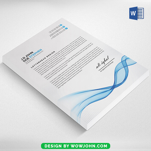 Free Letterhead Template Word with Blue Wave