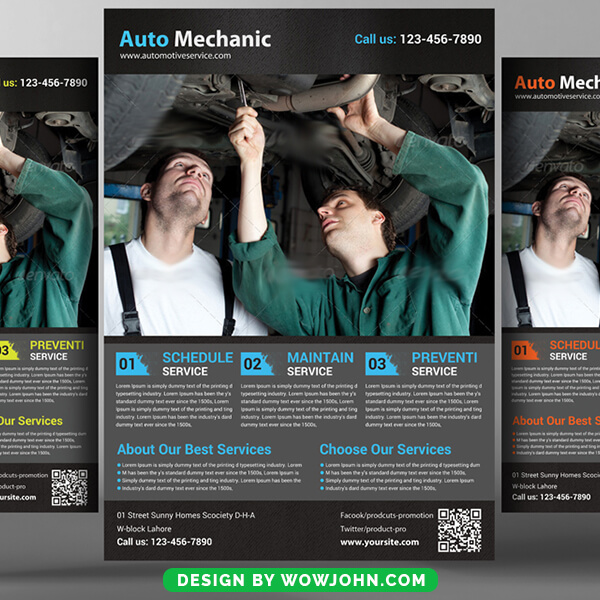 Auto Car Mechanic Psd Flyer Design Template