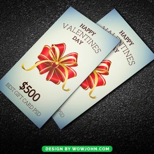 Happy Valentines Day Gift Card Psd Template