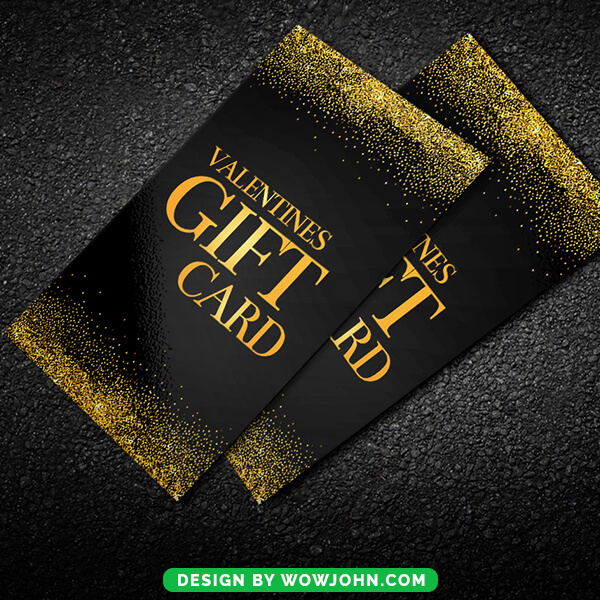 Free Gold Valentines Day Gift Card Psd Template