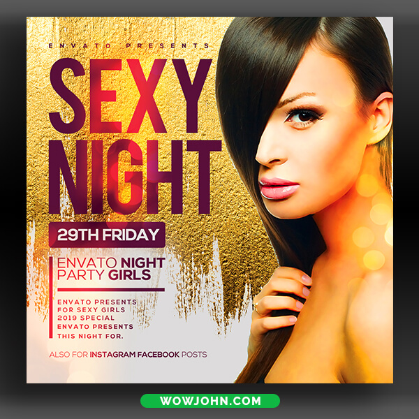 Golden Night Club Party Flyer Template Psd