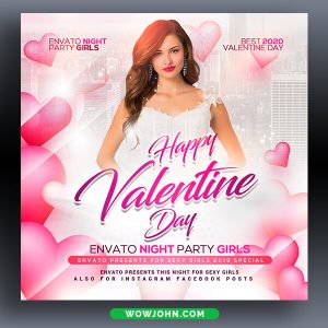 Happy Valentines Day Party Flyer Template Psd