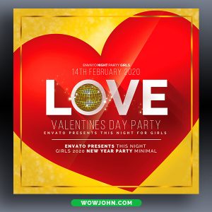Valentines Day Party Flyer Template Psd File