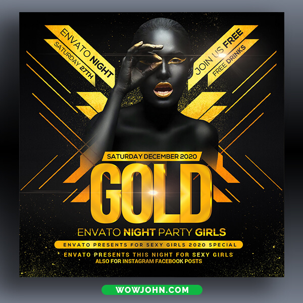 Gold Night Club Flyer Template Psd Design