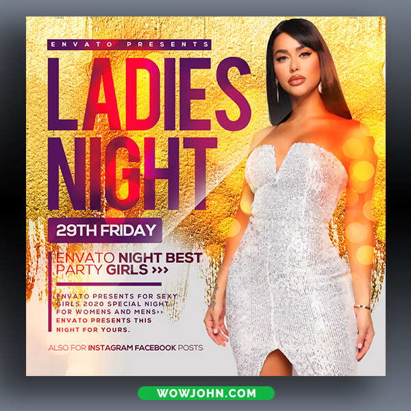 Gold Ladies Night Party Flyer Psd Template