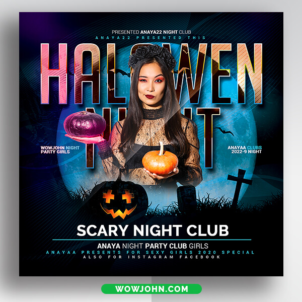 Halloween Night Party Flyer Template Psd