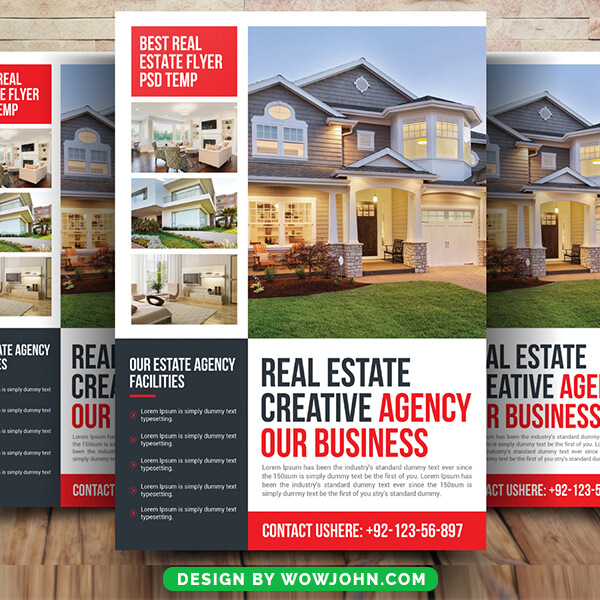 Red Real Esate Psd Flyer Template Design