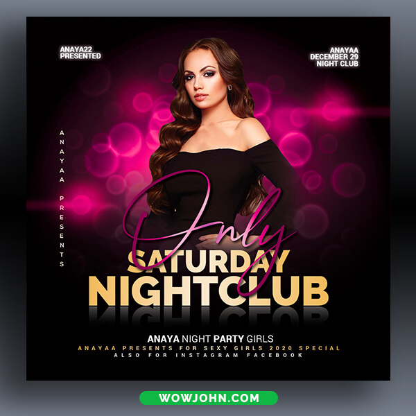 Disco Night Party Flyer Template Free PSD
