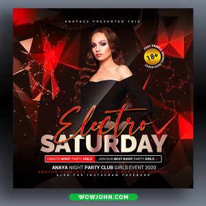 Electro Saturday Party Psd Flyer Template Design