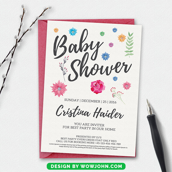 Baby Shower Invitation Card Psd Template Free