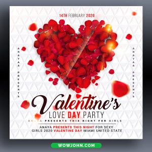 Valentines Day Heart Flyer Psd Template Design