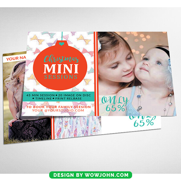 Mini Christmas Kids Photo Card Psd Template