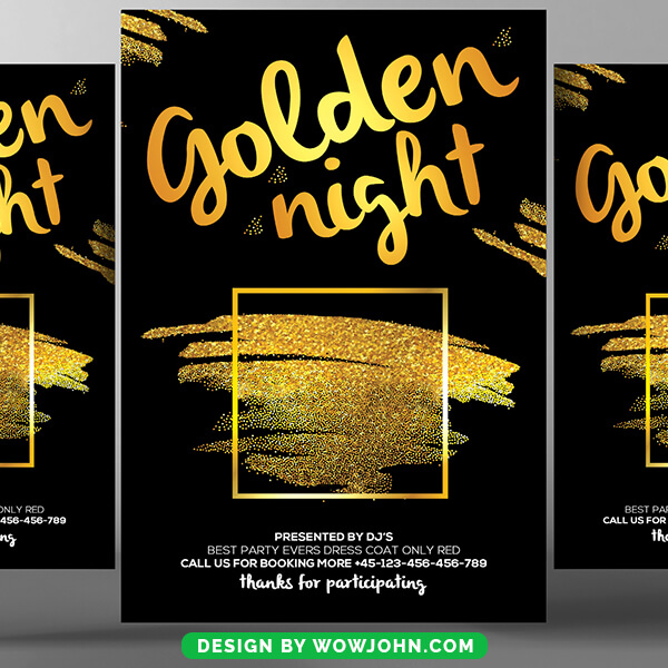 Golden Night Club Party Flyer Psd Template