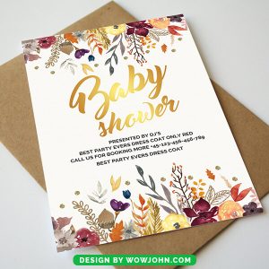 Baby Shower Watercolor Invitation Card Template