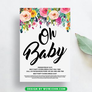 Oh Baby Shower Invitation Card Psd Template