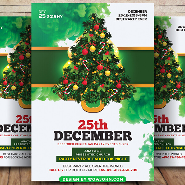 Christmas Flyer Poster Template With Tree Psd