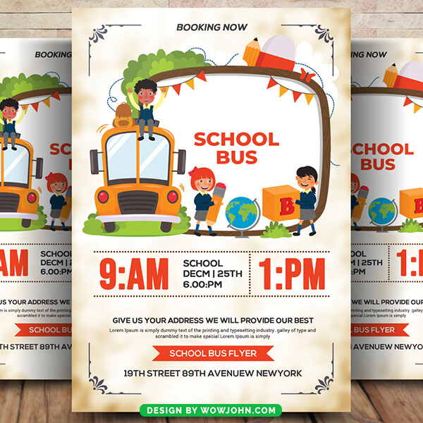Back To School Bus Party Flyer Template Psd