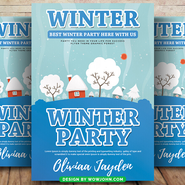 Winter Party Flyer Template Design Psd File