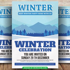 Snow Winter Music Party Flyer Template Psd