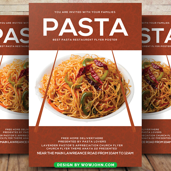 Pasta Shop Flyer Poster Template Psd Design