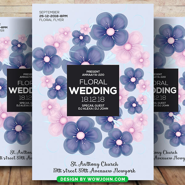 Floral Wedding Flyer Invite Template Psd Design