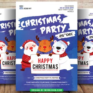 Colorful Christmas Party Flyer Poster Template Psd
