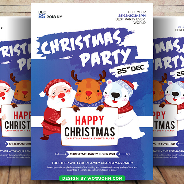 Colorful Christmas Party Flyer Poster Template Psd