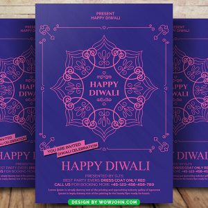 Simple Diwali Party Flyer Poster Template Psd