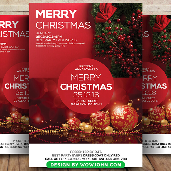 Merry Christmas Red Flyer Template Psd Design
