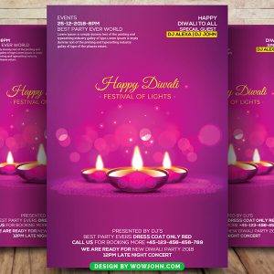 Diya Diwali Flyer Template Psd Design Poster