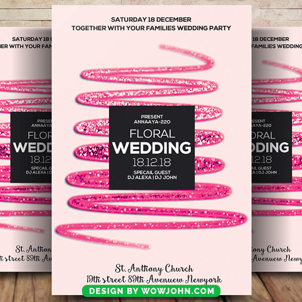 Floral Wedding Flyer Psd Design Vector File