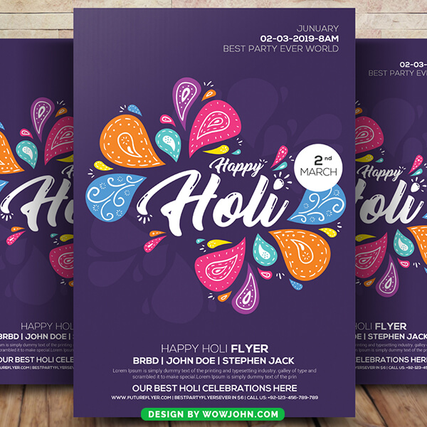 Holi Party Indian Flyer Template Psd Design