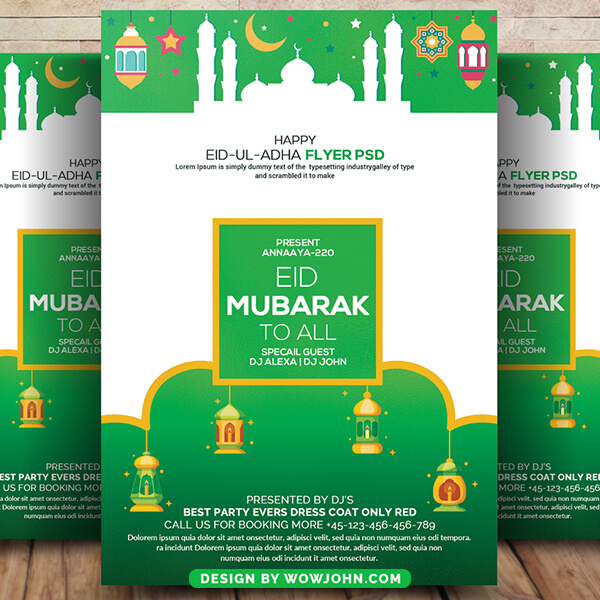 Eid Mubarak Eid Party Flyer Template Design Psd