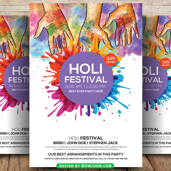 Indian Holi Festival Flyer Template Psd Design