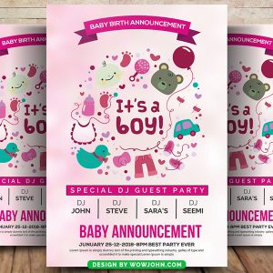 Its A Boy Baby Shower Flyer Invitation Template