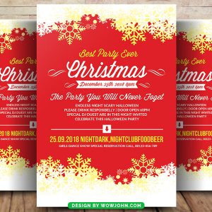 Christmas with Snowflakes Flyer Template Psd