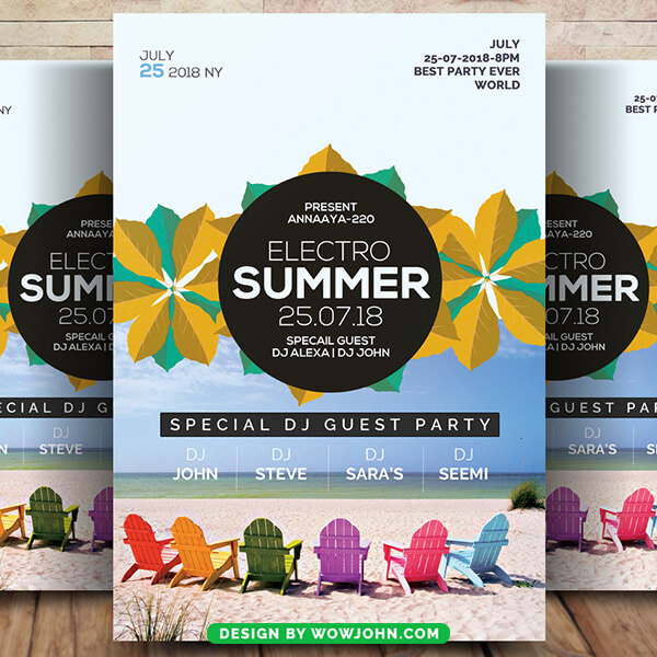 Electro Summer Flyer Template Psd Design Poster