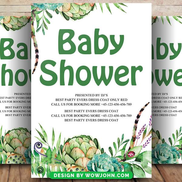 Baby Shower Flower Flyer Template Psd Design