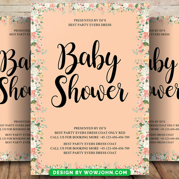 Simple Baby Shower Watercolor Flyer Template