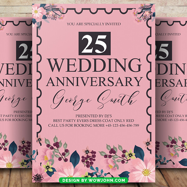 Wedding Anniversary Flyer Template Psd Design