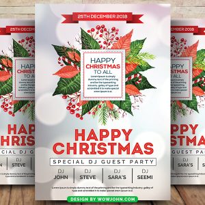 Christmas Flowers Flyer Template Psd Download